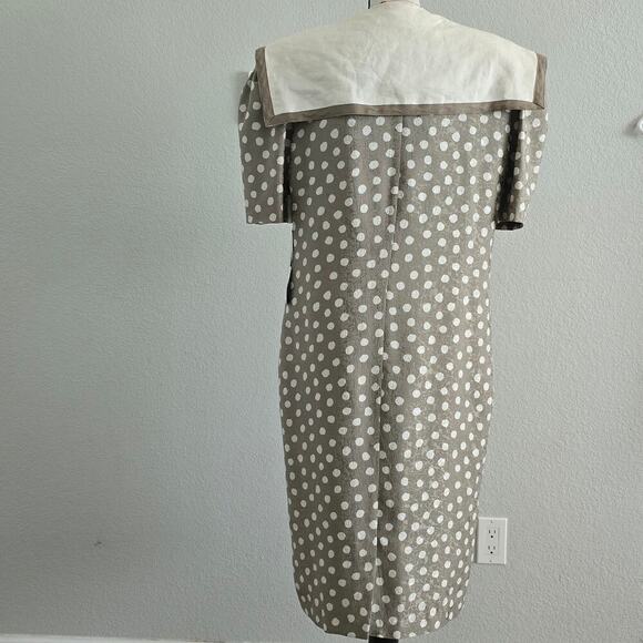 St. Gillian VTG Silk Polka Dot Midi Dress 12 Puff Sleeves Bow Collar Retro 80s - Picture 4 of 11